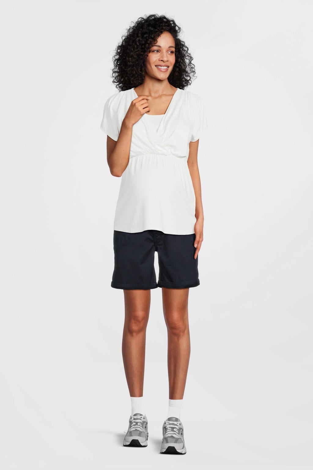 LOVE2WAIT regular waist zwangerschaps casual short donkerblauw