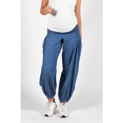 LOVE2WAIT high waist zwangerschaps casual broek light blue denim afbeelding