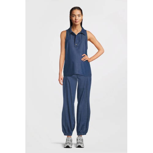LOVE2WAIT zwangerschaps cropped top light blue denim afbeelding