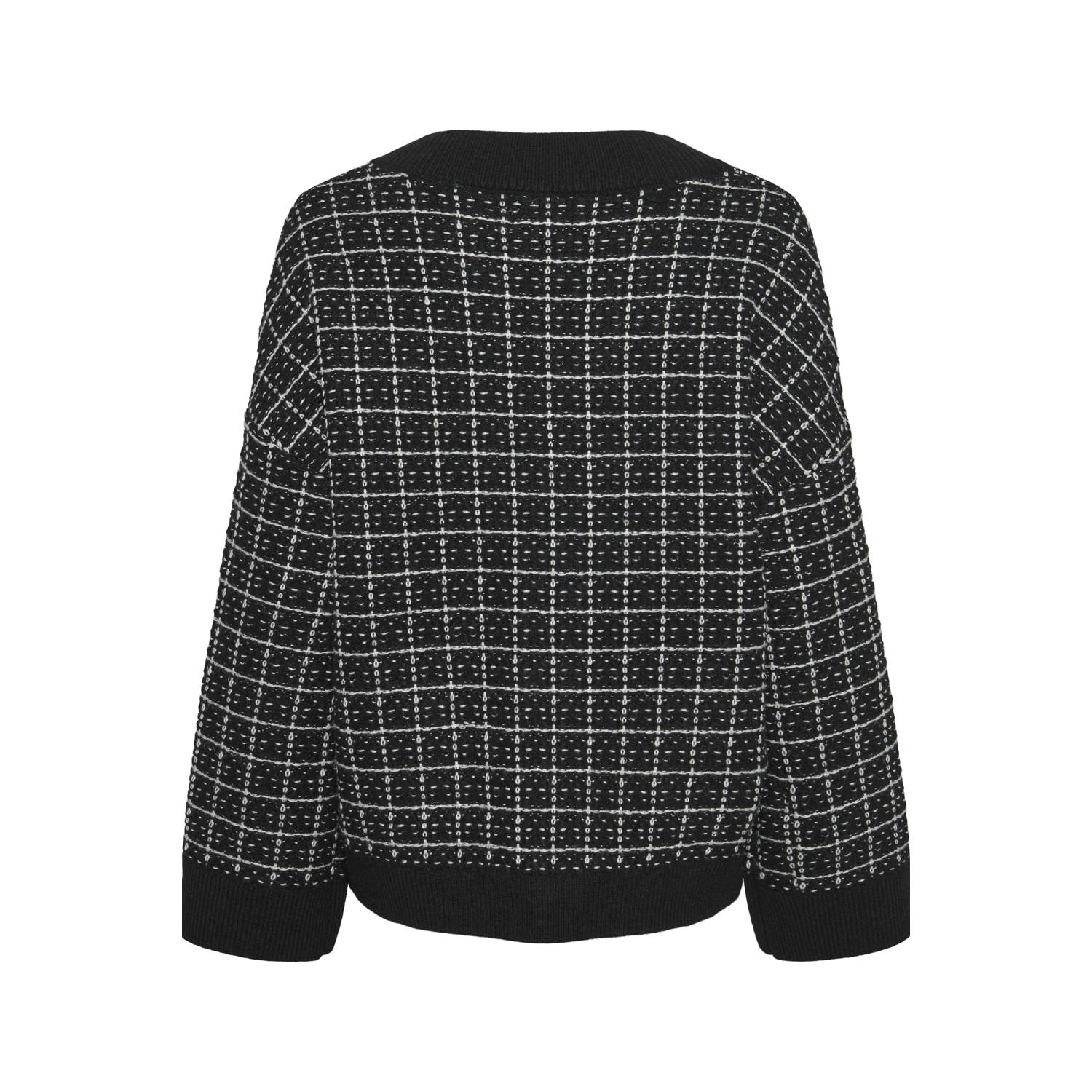 PIECES geruit vest PCNILJA zwart wit lurex