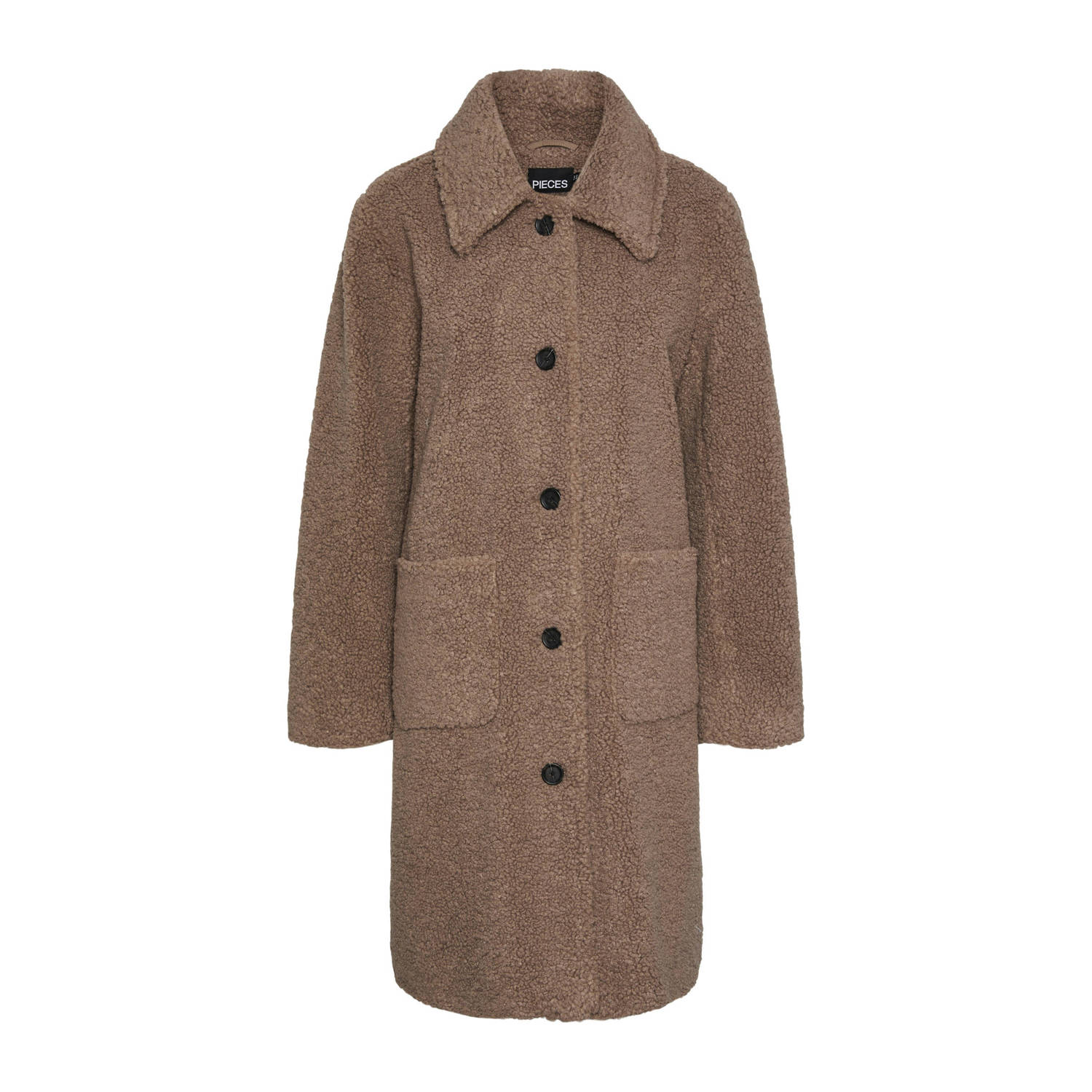 PIECES Curve teddy winterjas PCNADDY bruin