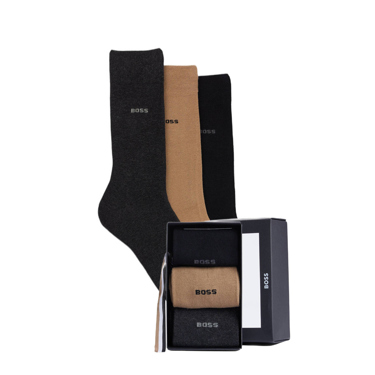 Boss Sokken met labeldetail met cadeaubox in een set van 3 paar