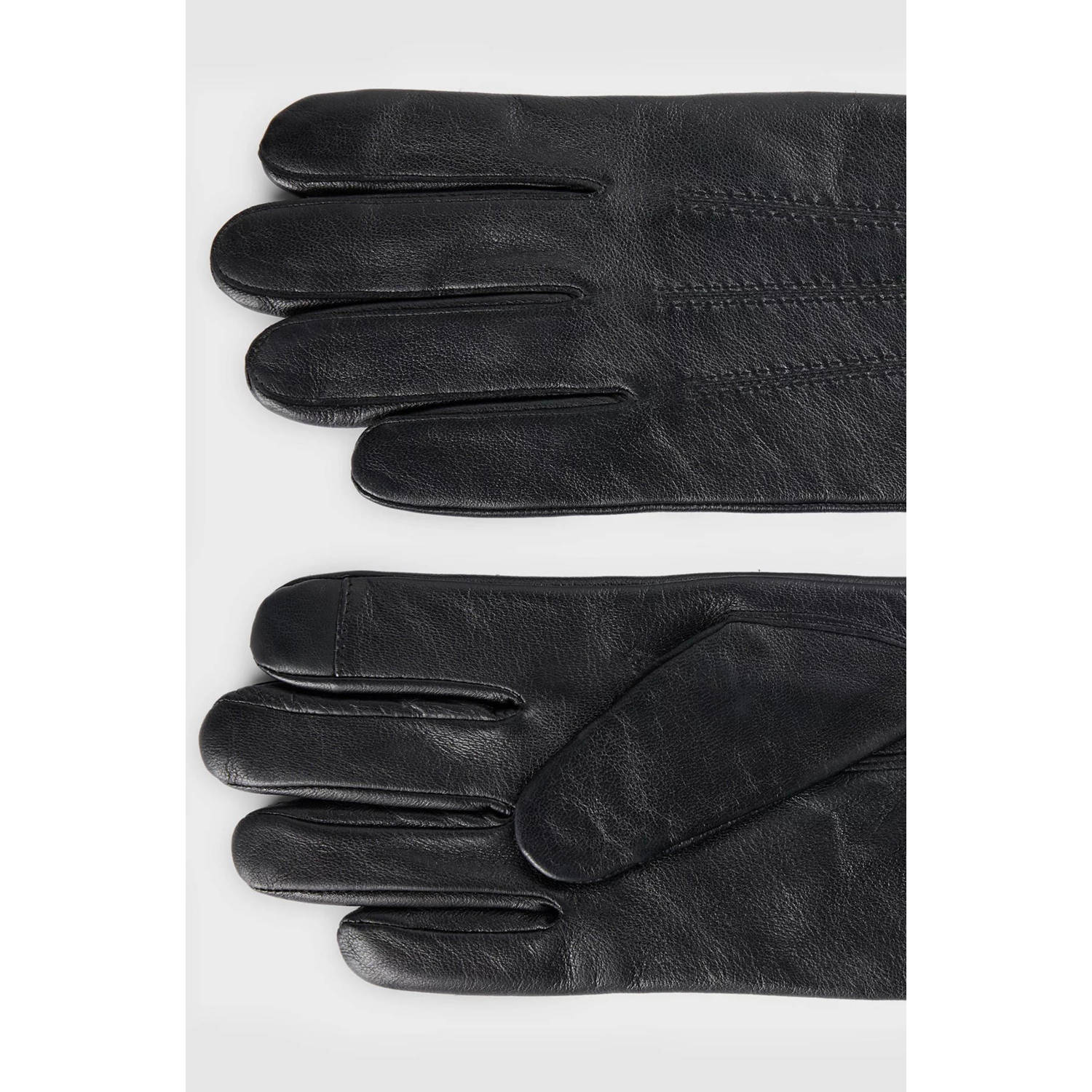 BOSS leren handschoenen zwart