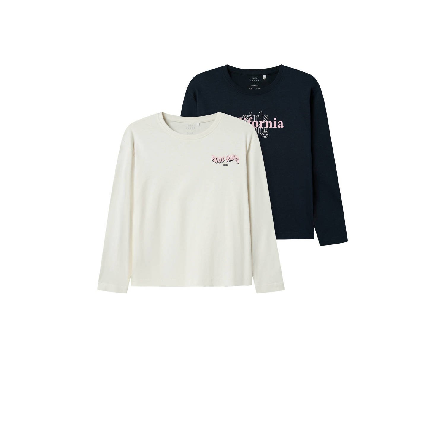 NAME IT KIDS longsleeve NKFVEEN set van 2 offwhite donkerblauw