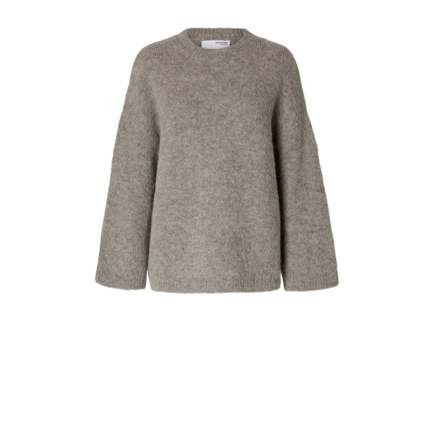 SELECTED FEMME Dames Truien & Vesten Slfgabella Ls Knit O-neck Camp Grijs