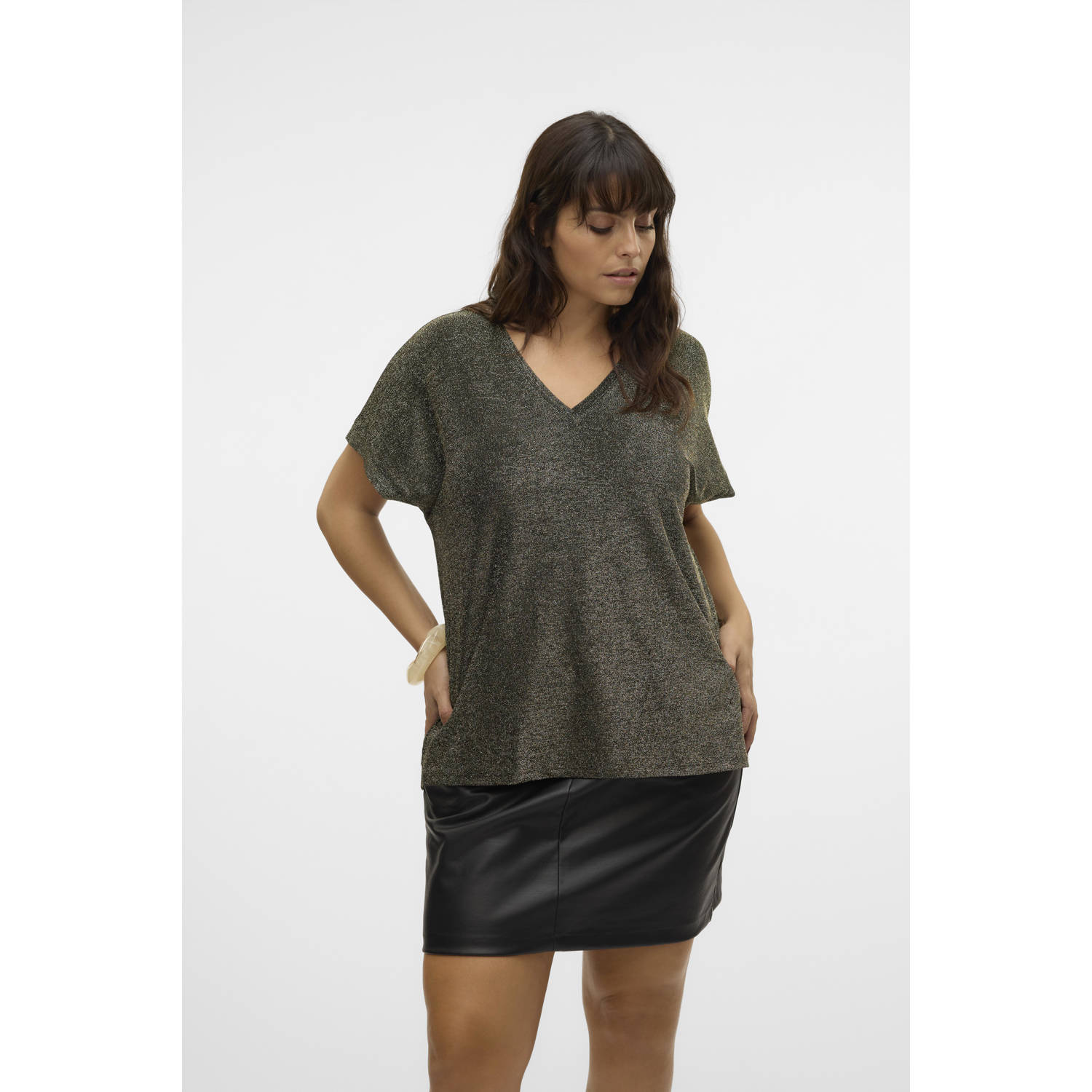 VERO MODA CURVE top VMCROXANNE zwart goud
