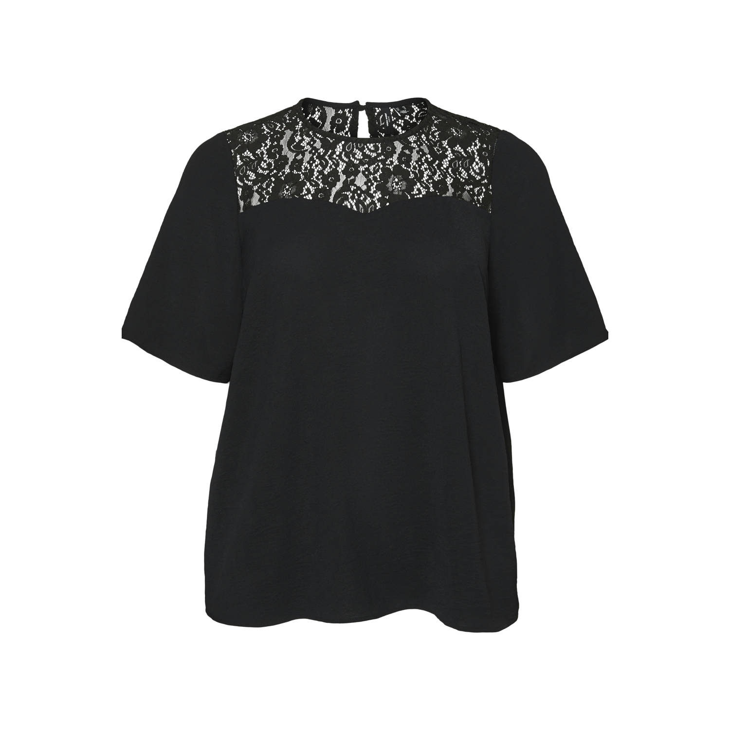 VERO MODA CURVE kanten top VMCALVA zwart