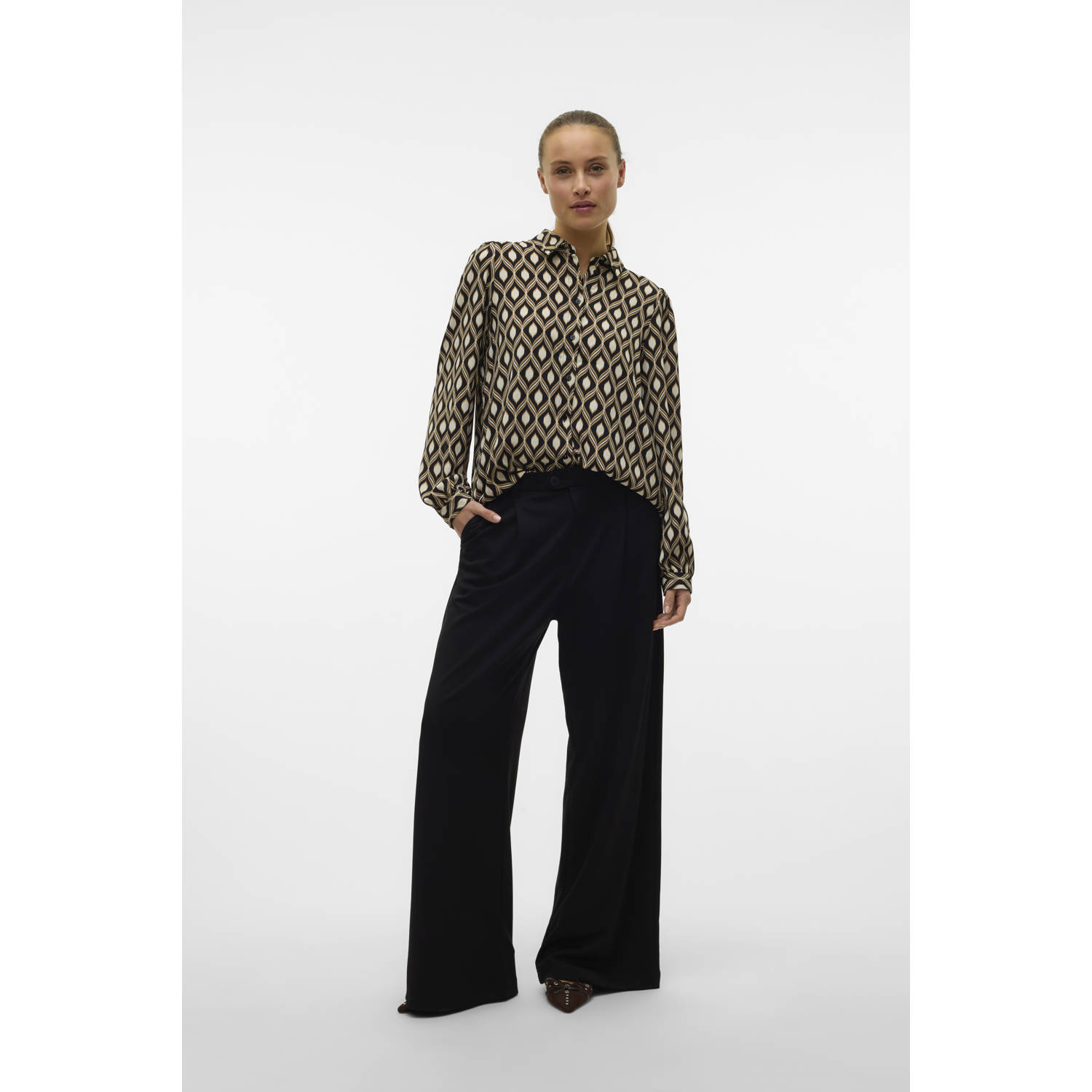 AWARE high waist wide leg broek zwart