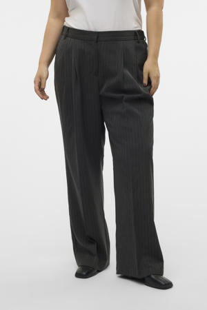 wide leg pantalon VMCSILJE met krijtstreep antraciet