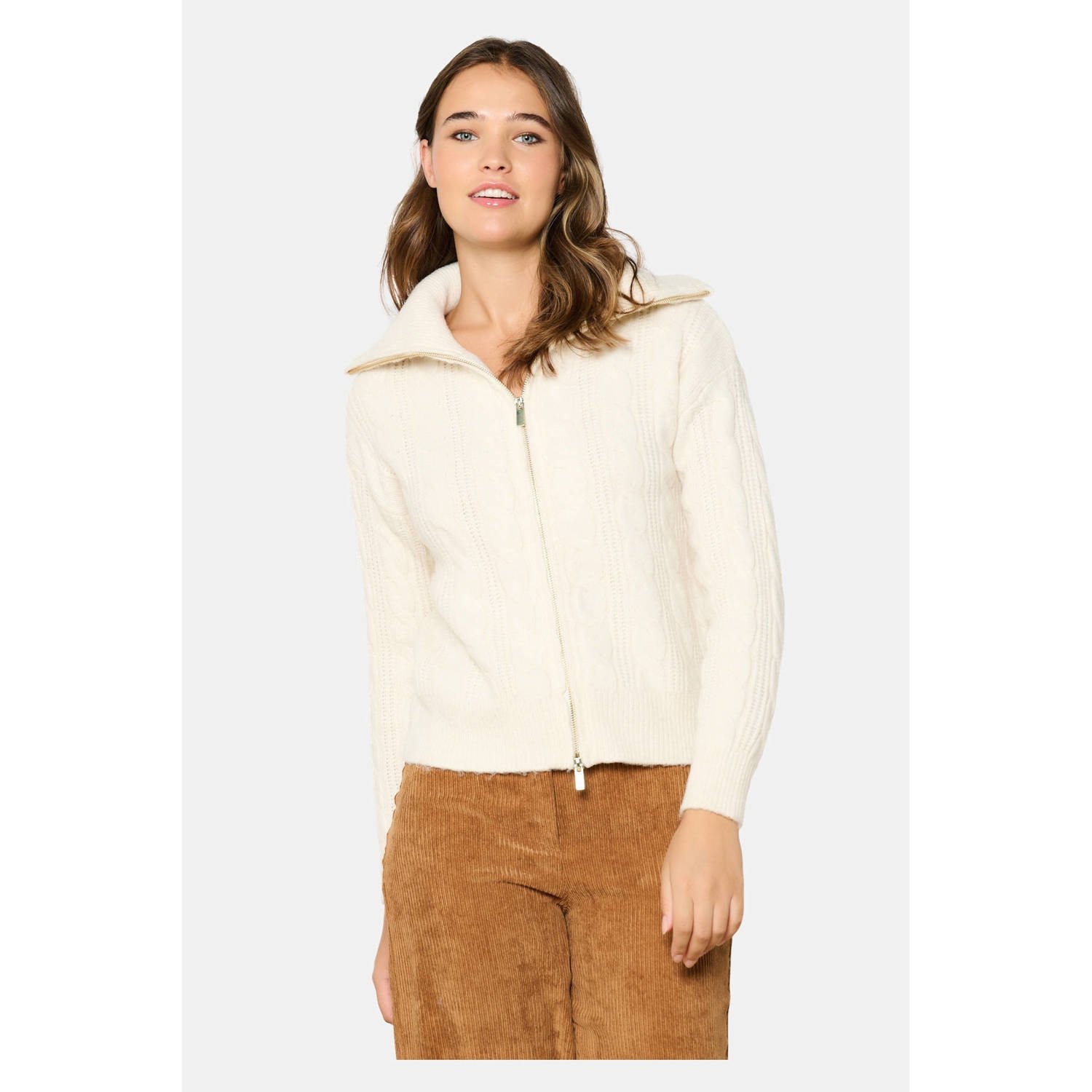 LOLALIZA vest met ingebreid patroon ecru