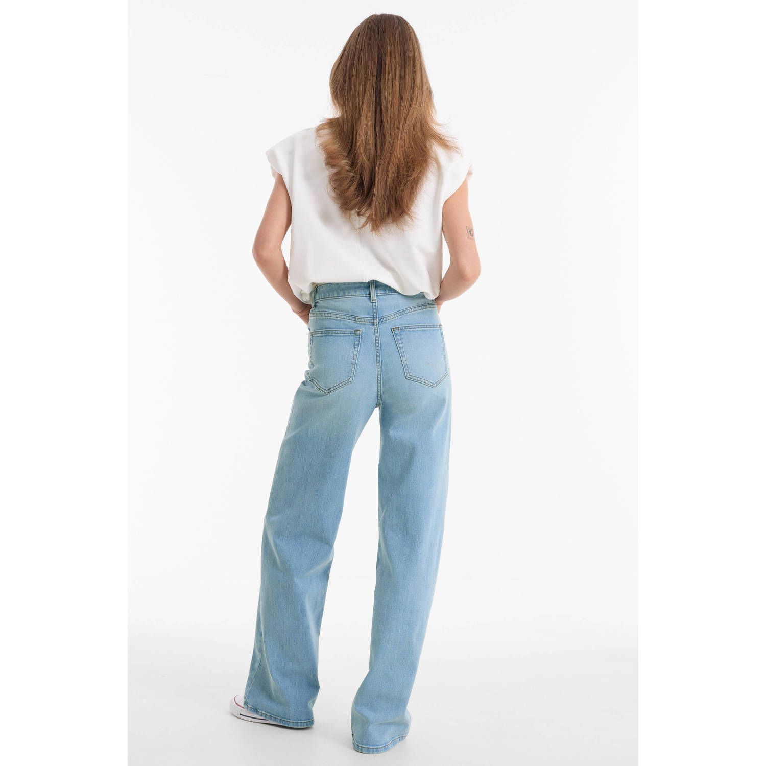 anytime high waist wide leg jeans lichtblauw