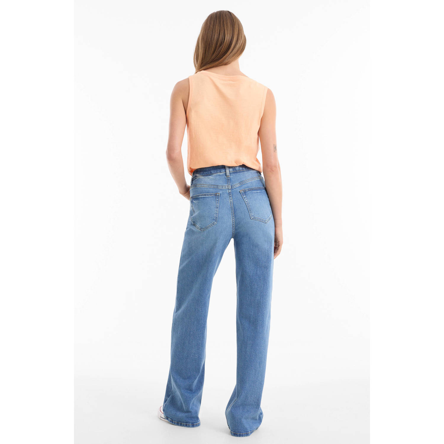 anytime high waist wide leg jeans blauw