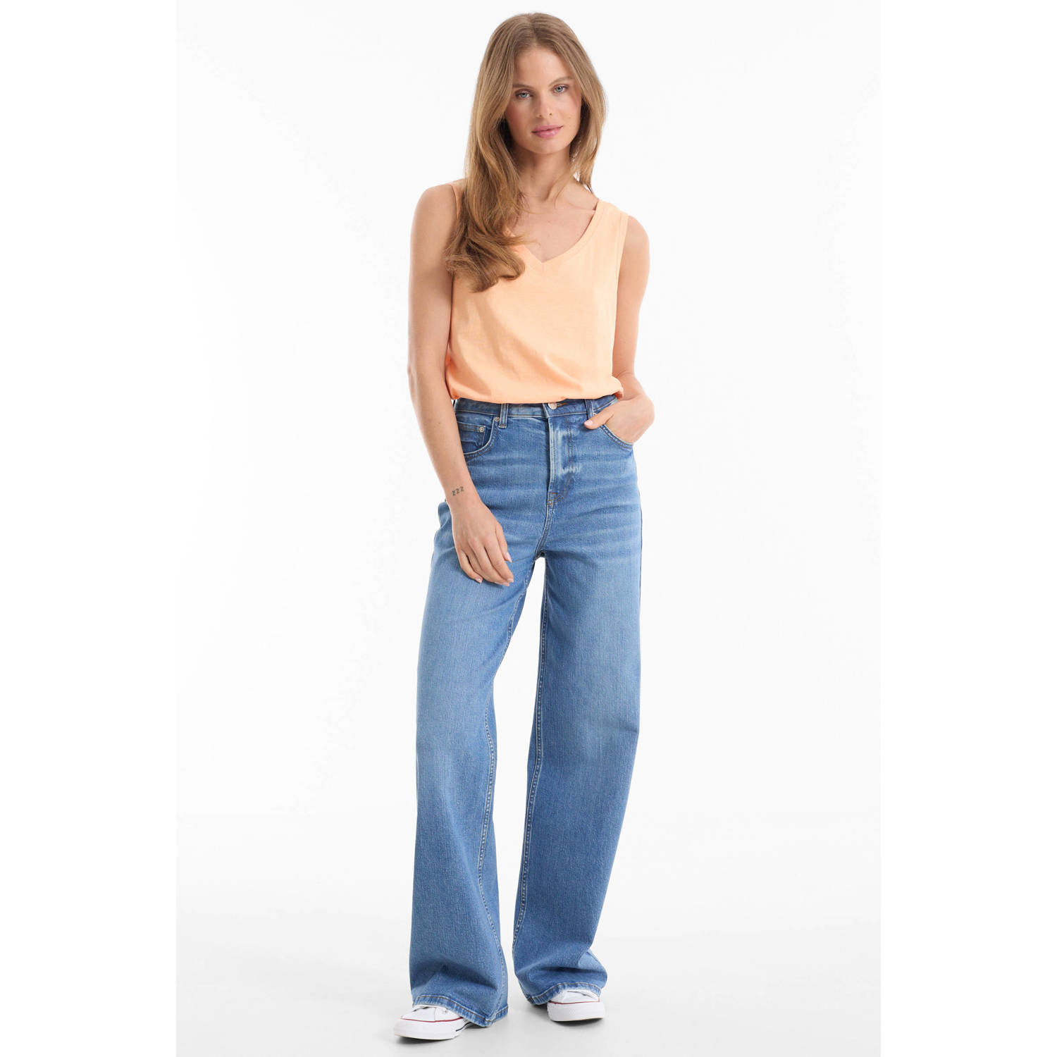 Anytime high waist wide leg jeans blauw