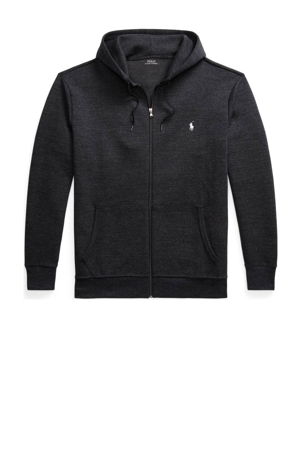 Zwarte heren POLO Ralph Lauren Big & Tall sweatvest met effen, lange mouwen en capuchon