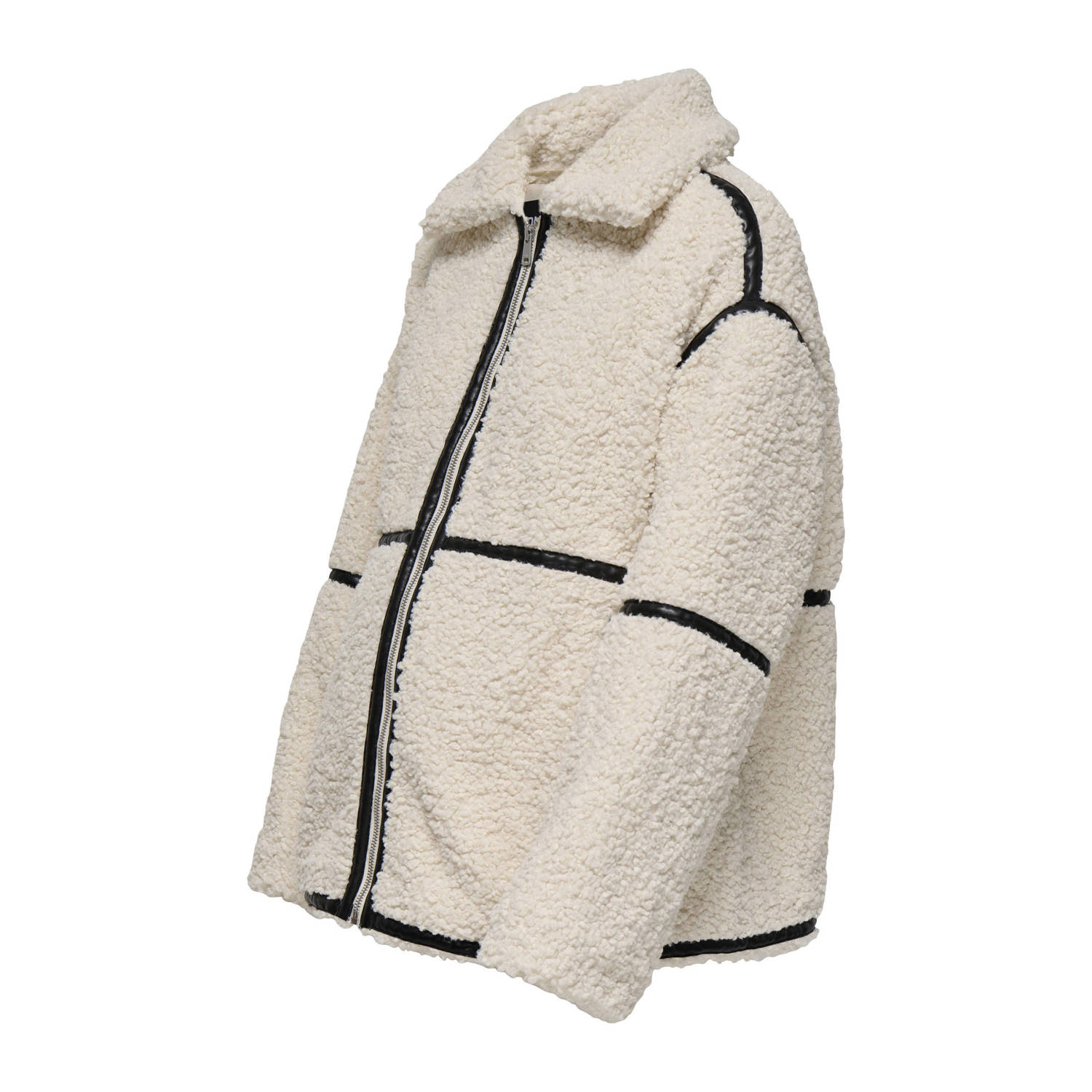 ONLY MATERNITY teddy zwangerschapsjas OLMPARIS ecru zwart