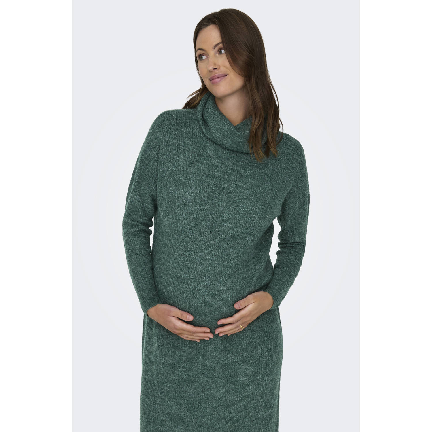 ONLY MATERNITY zwangerschaps korte jurk fijn gebreid groen