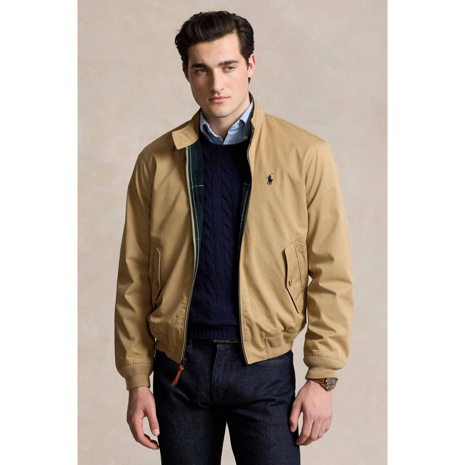 Ralph Lauren Bruine Harrington jack met icoonlogo Beige Heren