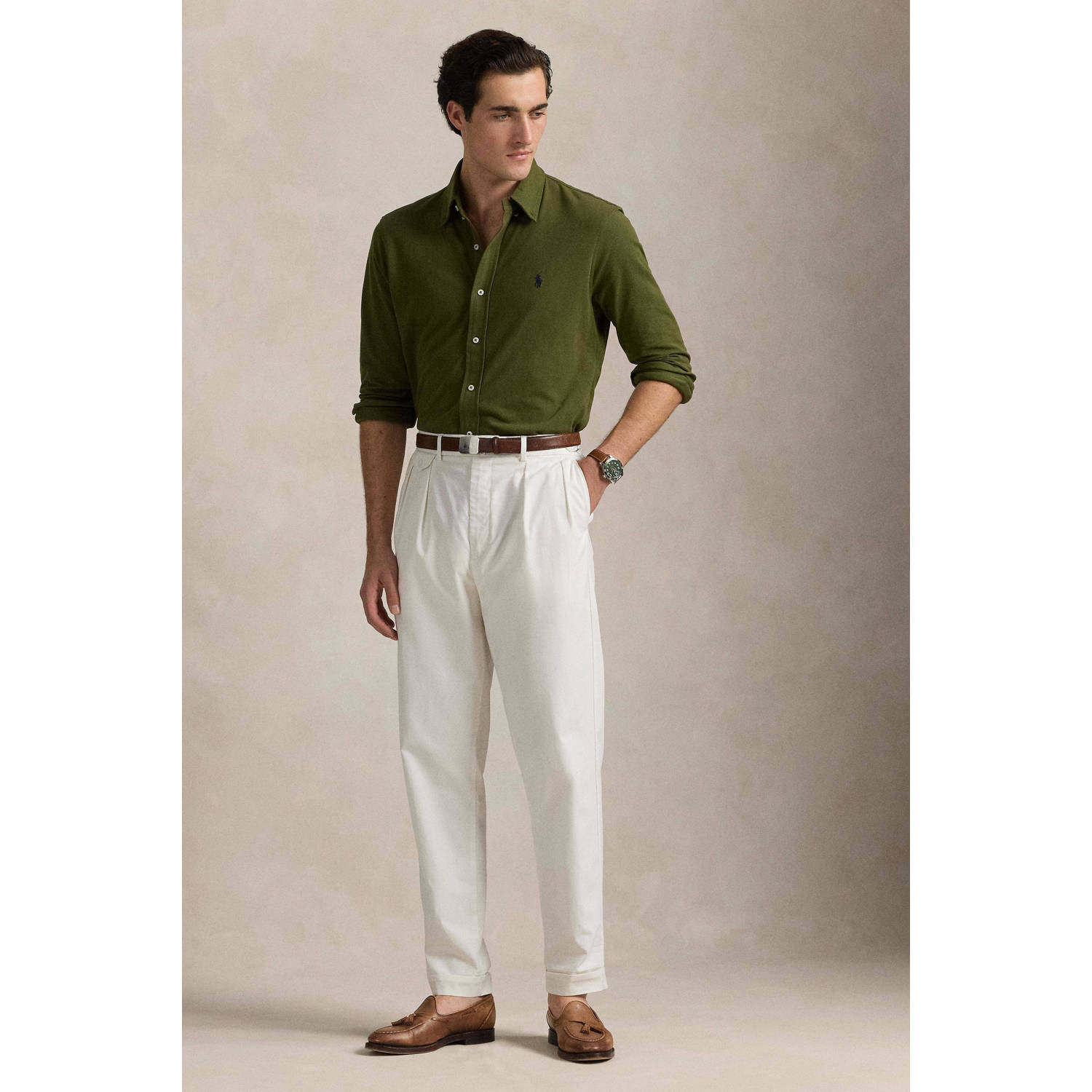 POLO Ralph Lauren regular fit overhemd donkergroen