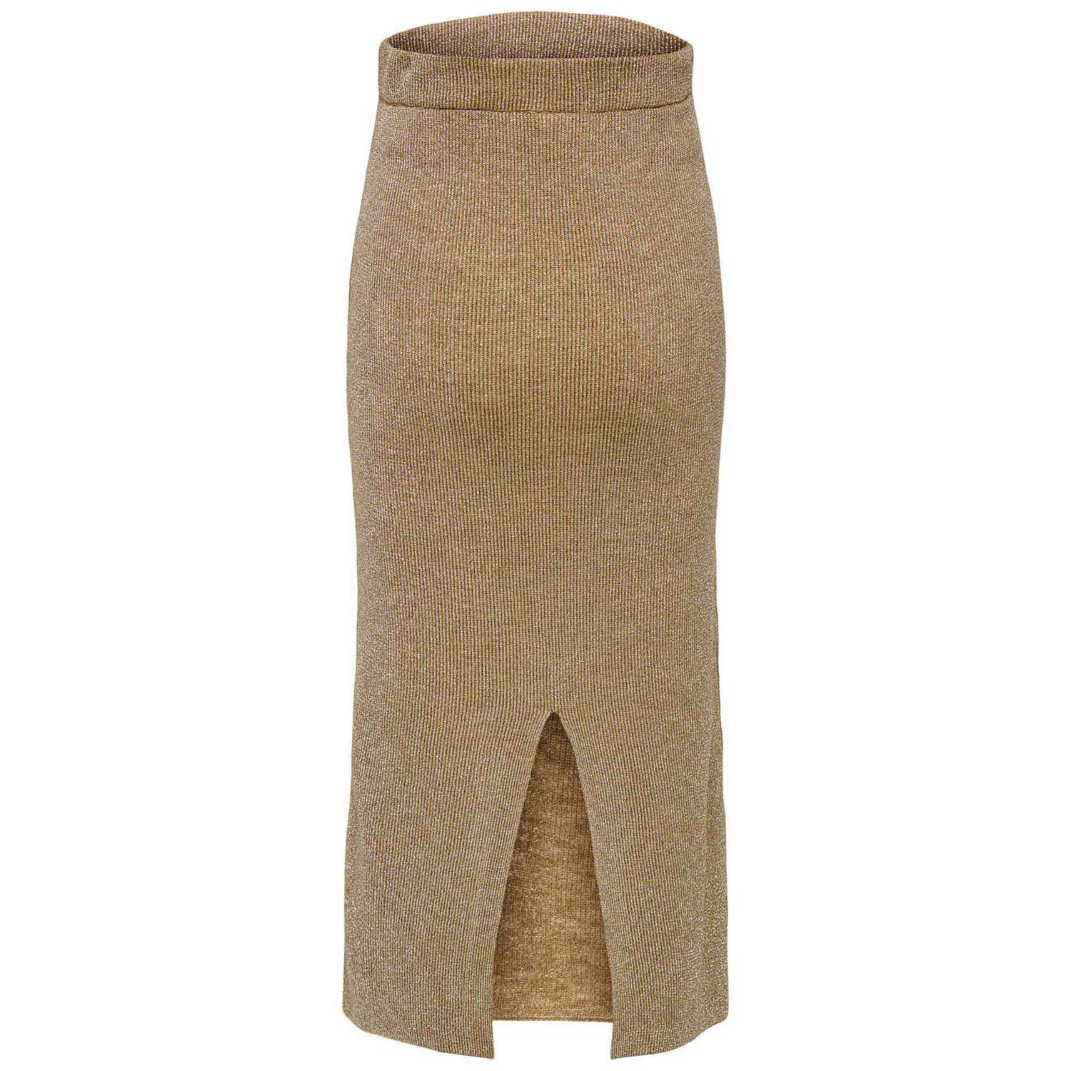 ONLY MATERNITY zwangerschaps midi rok glitter camel