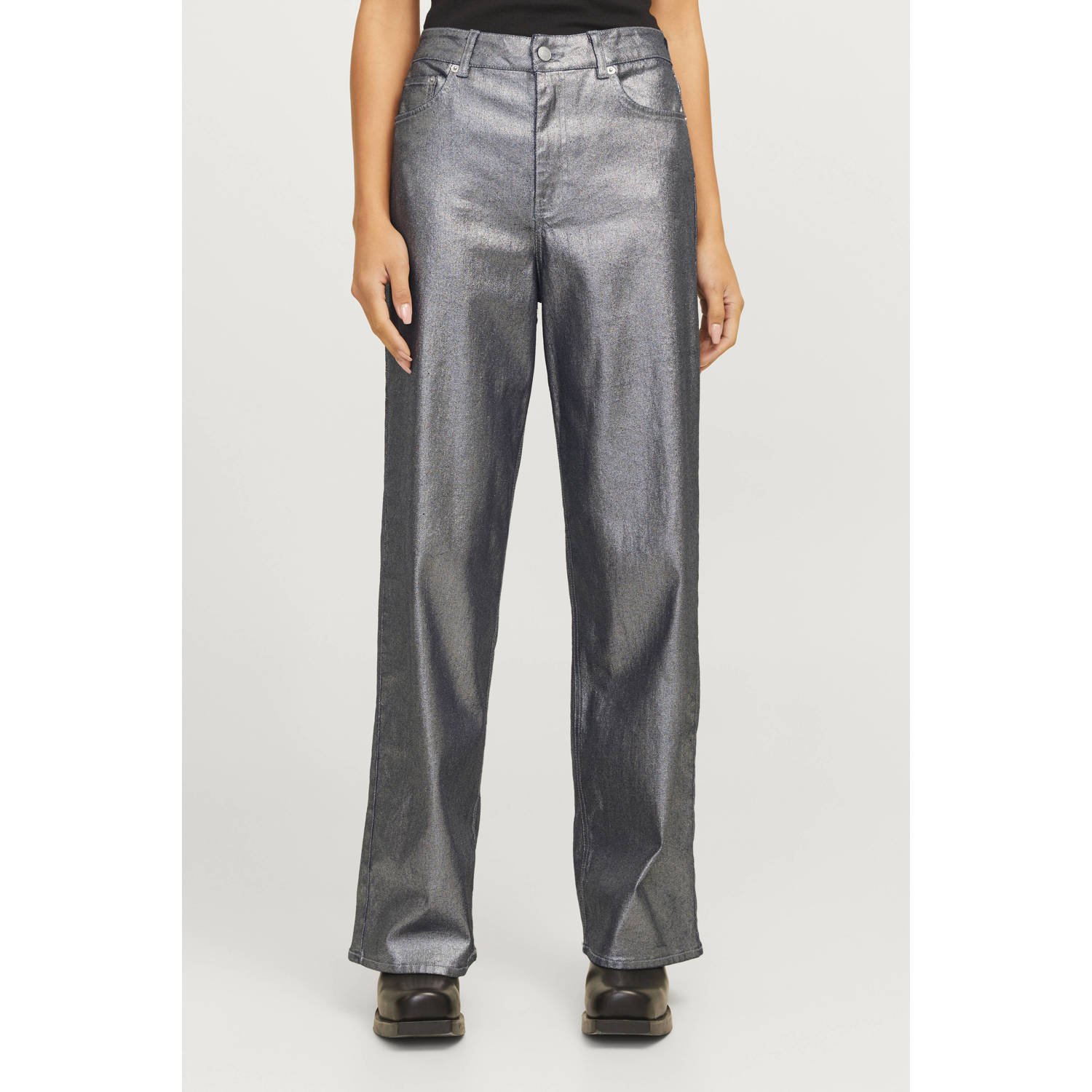 Jack & jones Glanzende Wide Leg Jeans in Medium Blauw Blue Dames