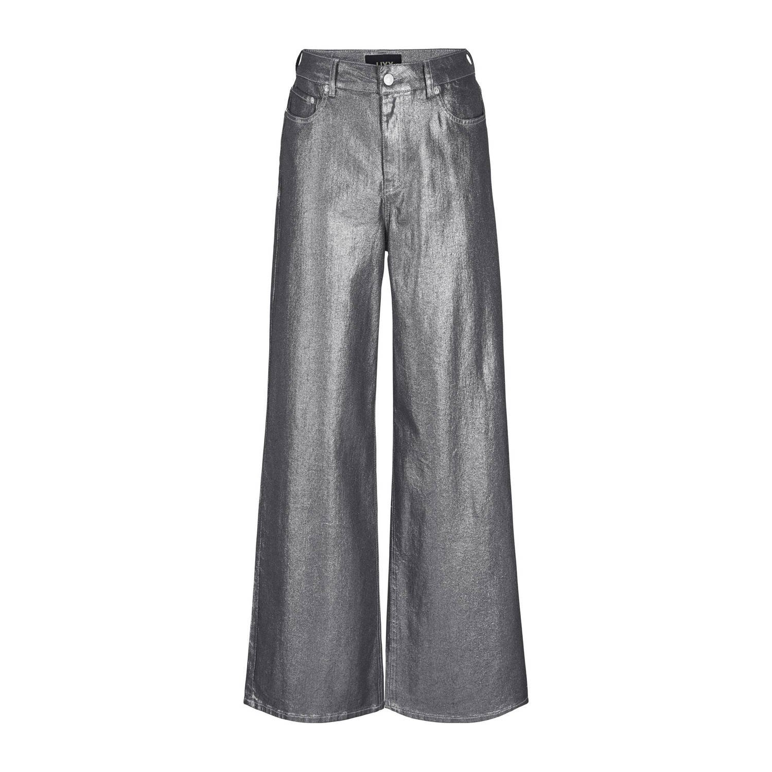 JJXX high waist wide leg jeans zilver