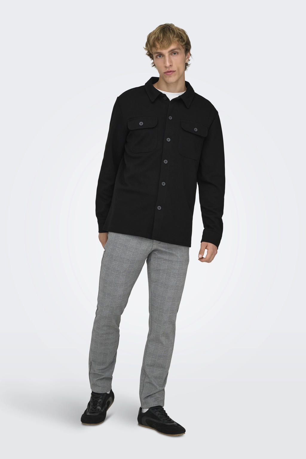 ONLY & SONS regular overshirt zwart