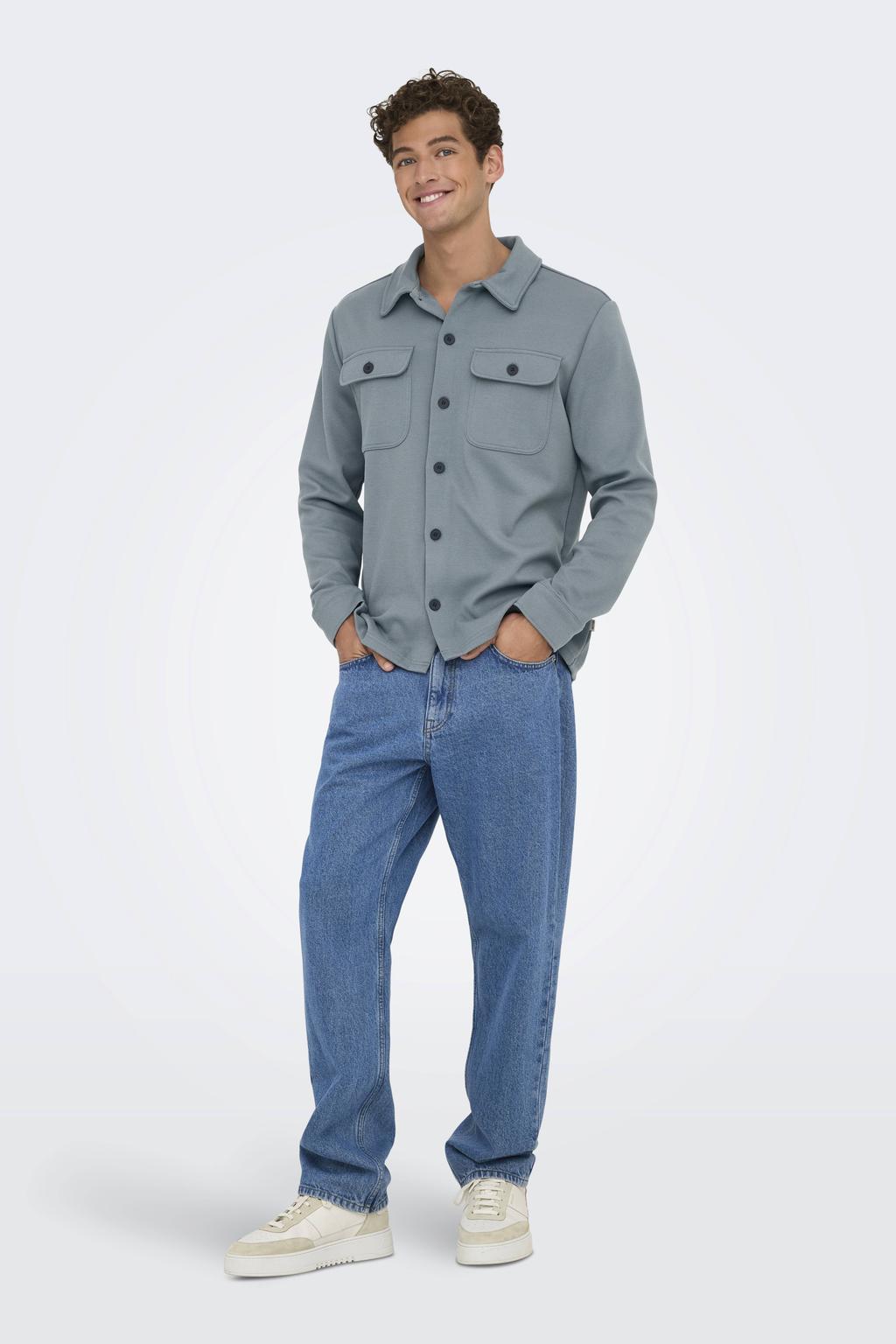 ONLY & SONS regular overshirt grijsblauw