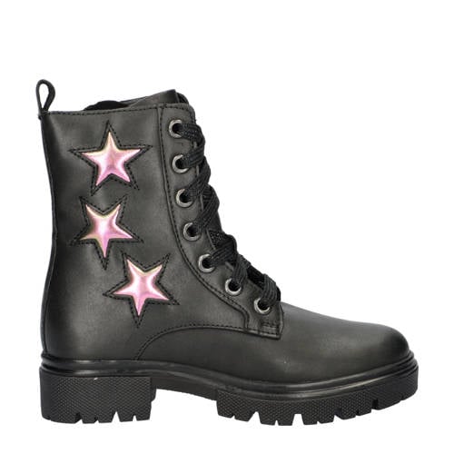 Nelson Kids leren veterboots zwart afbeelding