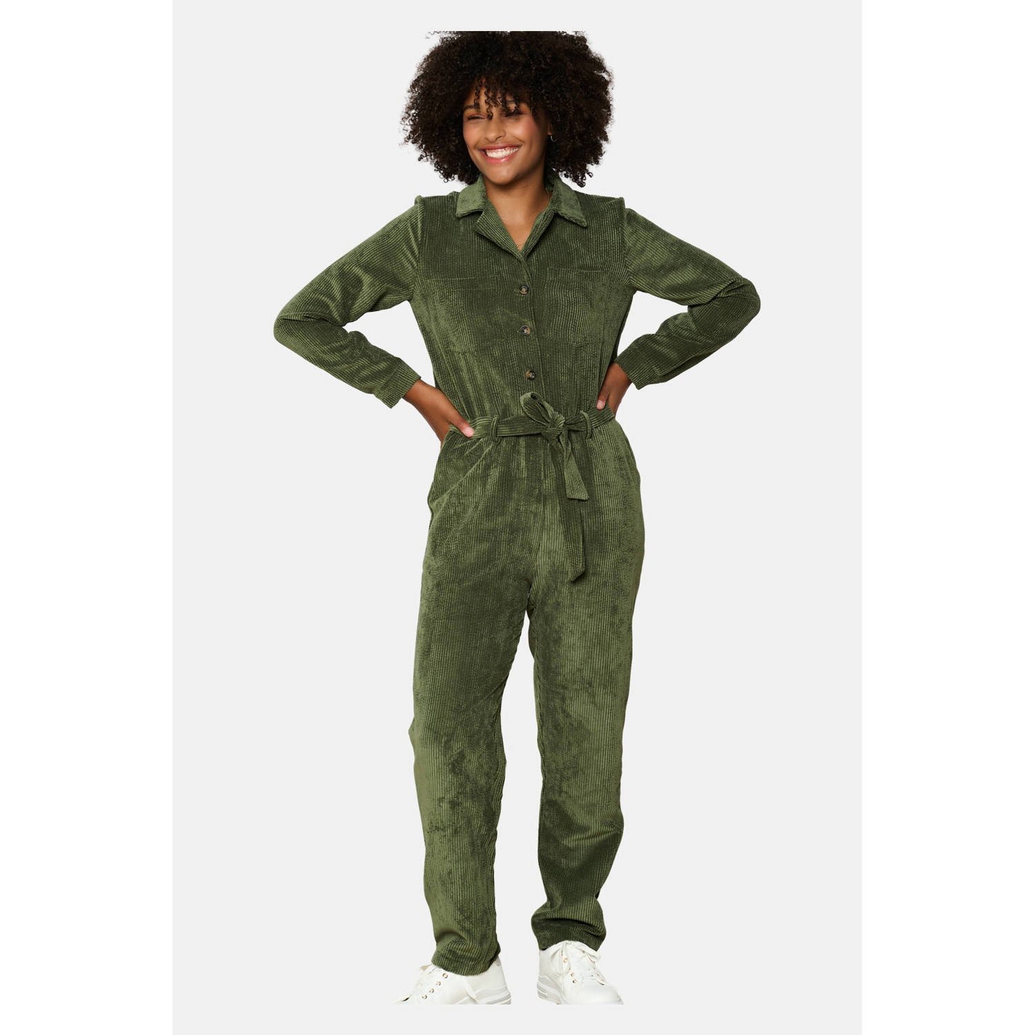 LOLALIZA corduroy jumpsuit donkergroen
