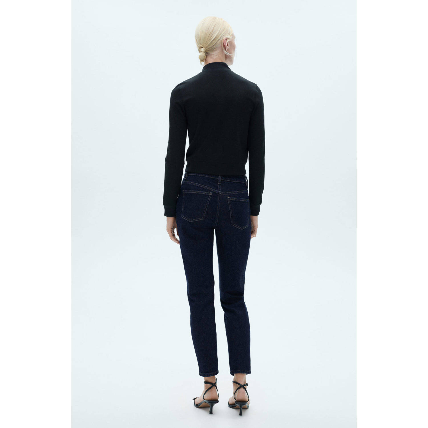 Mango high waist mom jeans dark blue denim