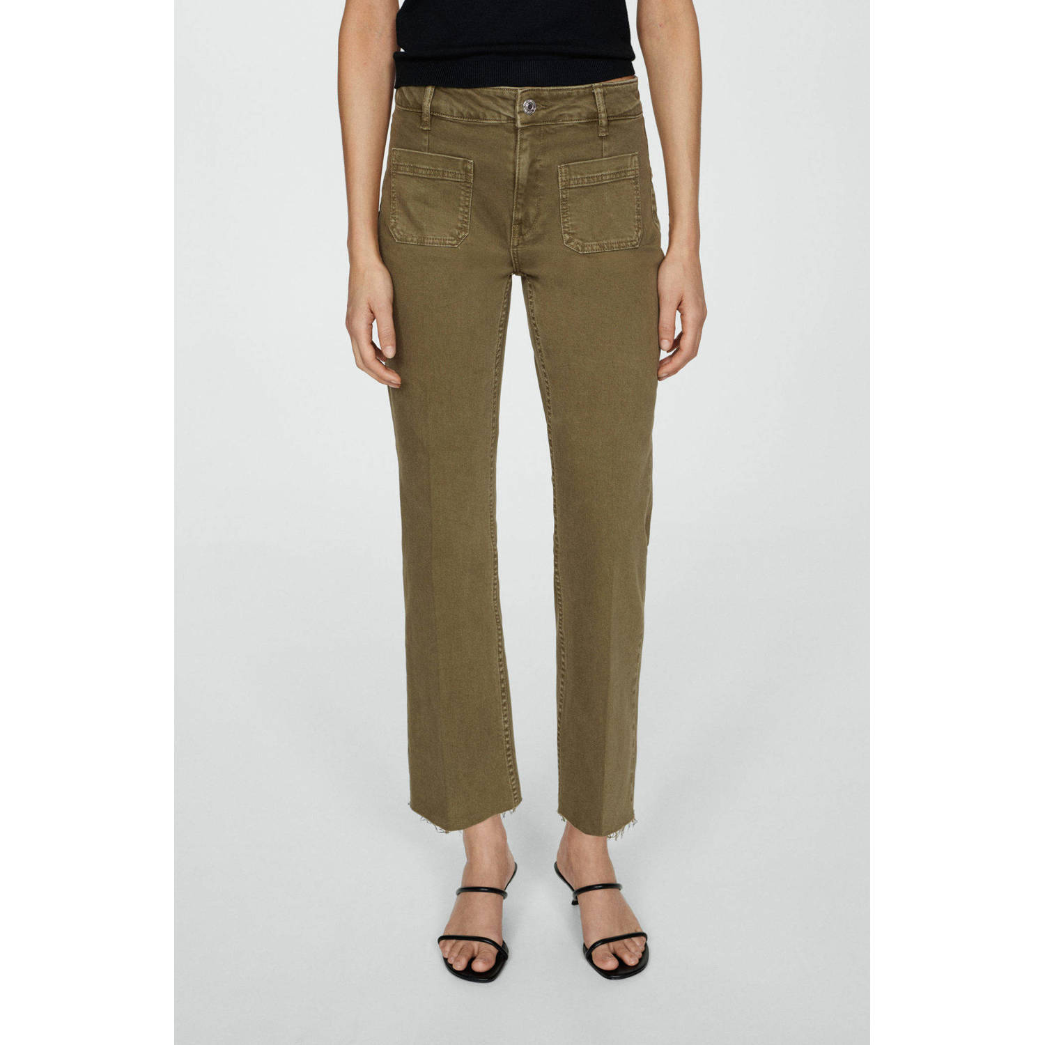 Mango cropped flared jeans kaki