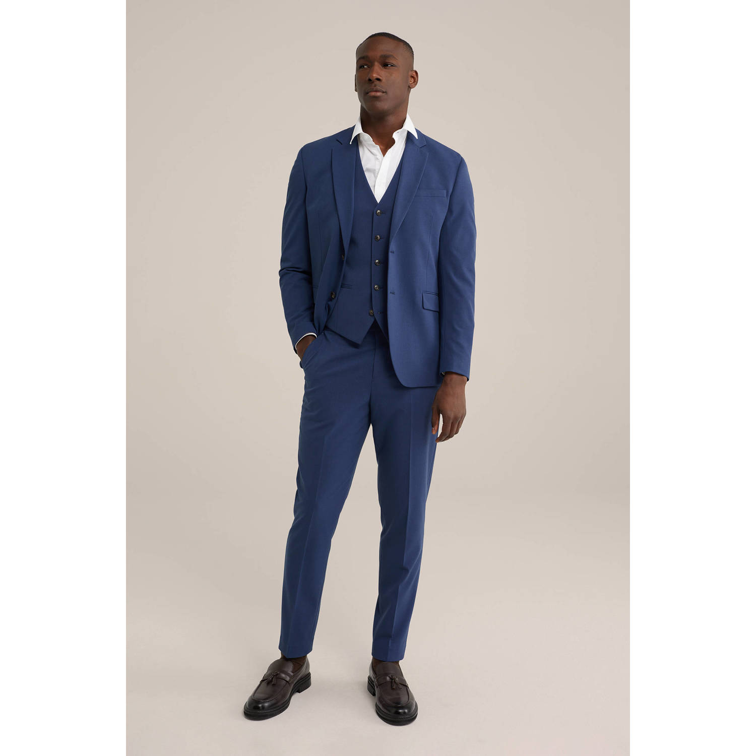 WE Fashion WE Fundamentals slim pantalon blauw