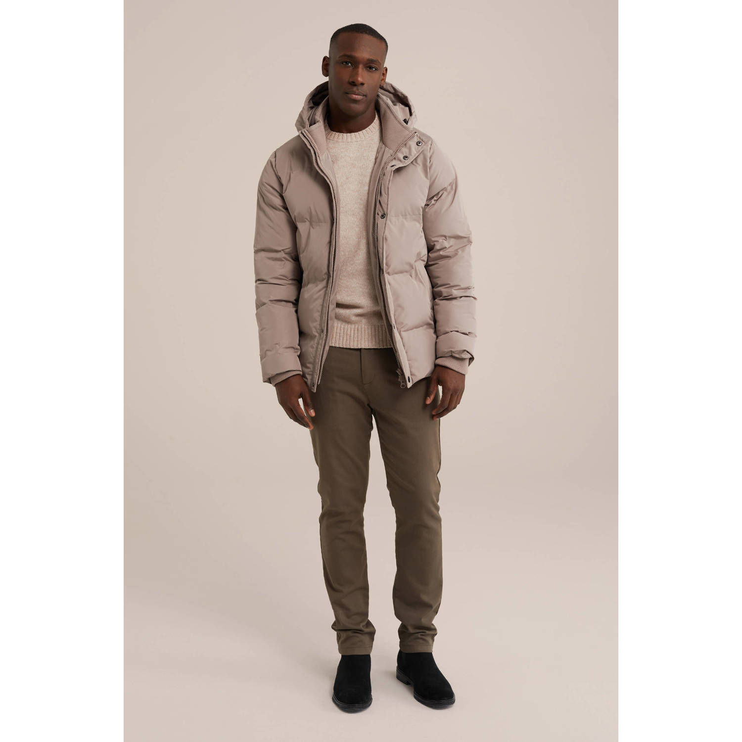 WE Fashion gewatteerde winterjas beige wood