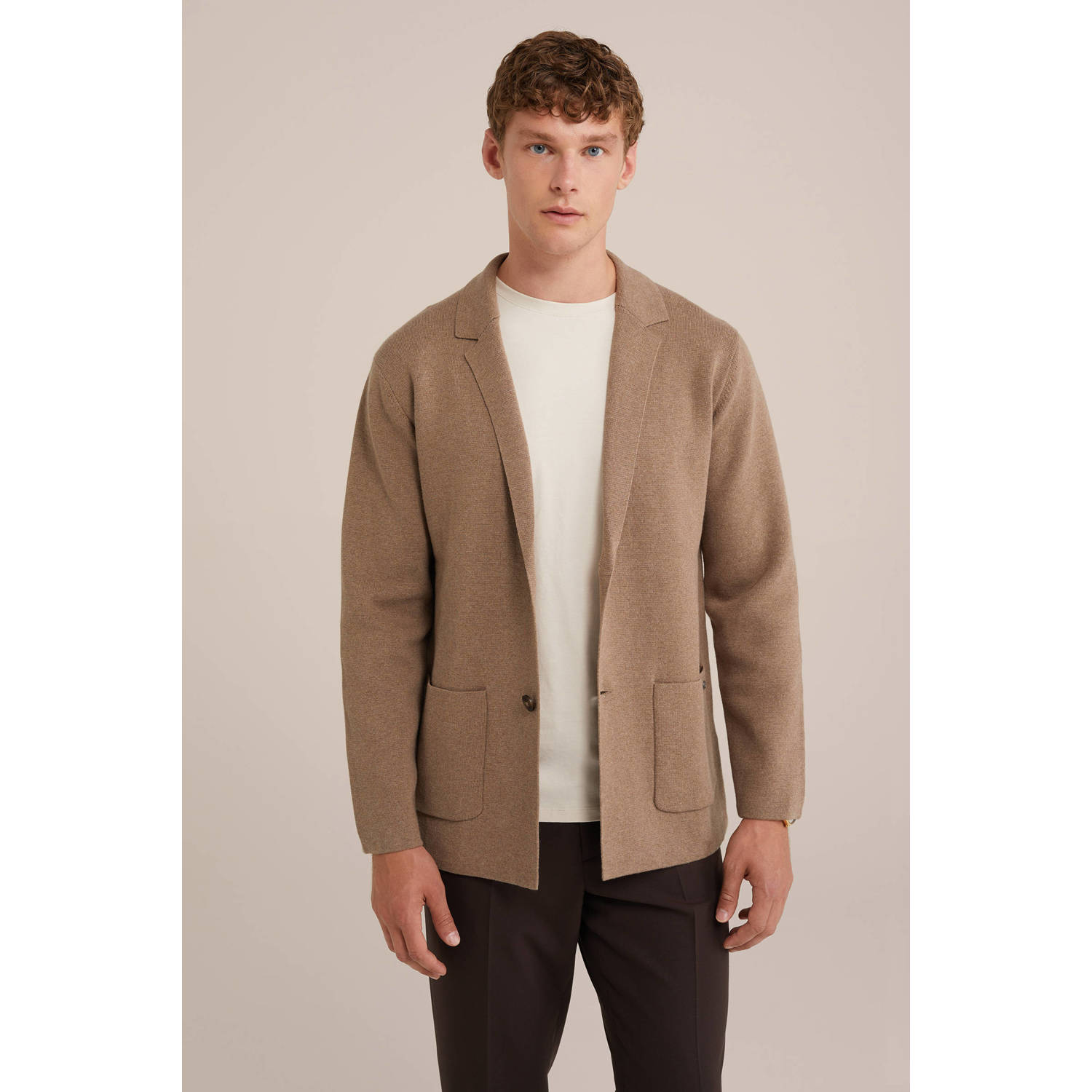 WE Fashion Gebreid colbert fossil