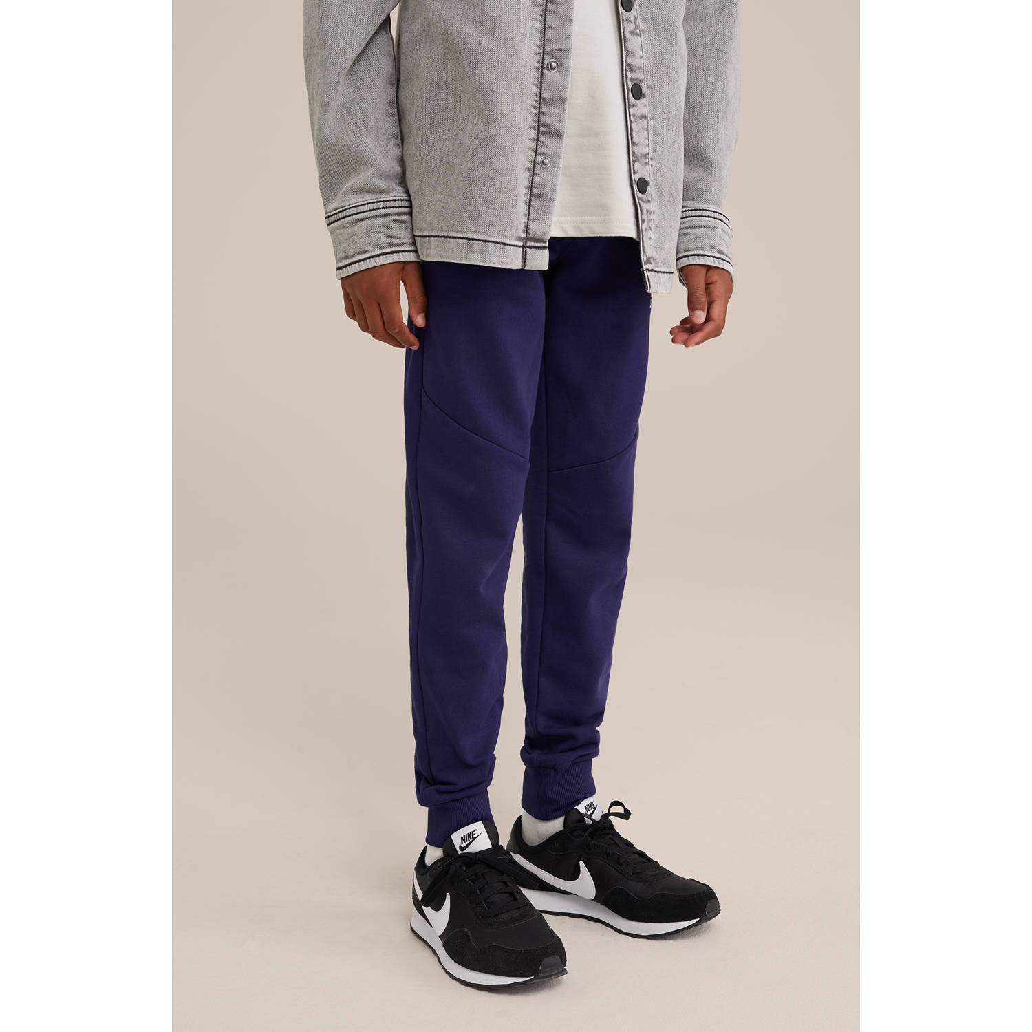 Salty Dog WE Fashion Blue Ridge slim fit joggingbroek met printopdruk donkerblauw