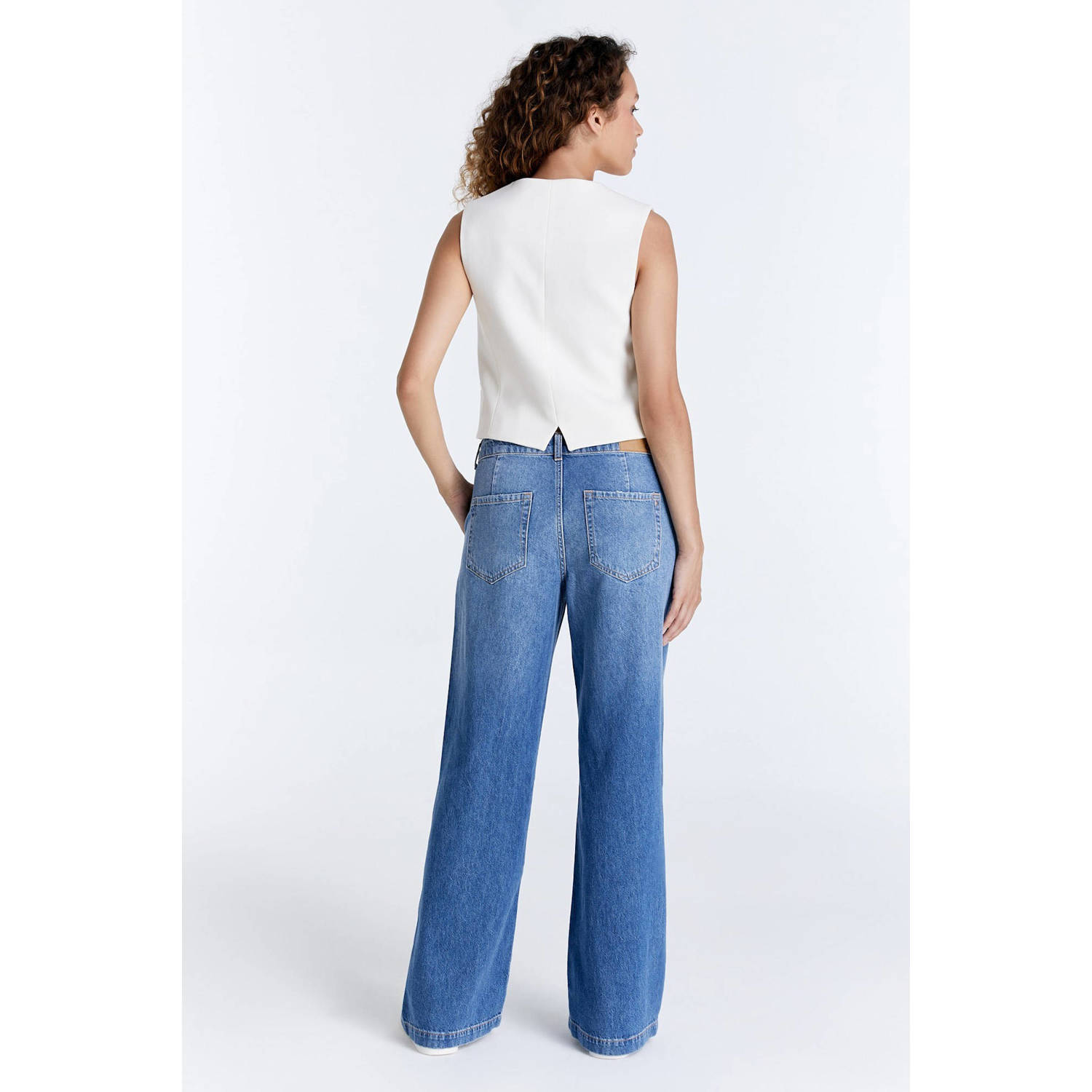 Cup of Joe Denim low waist wide leg jeans Maxine medium blue denim