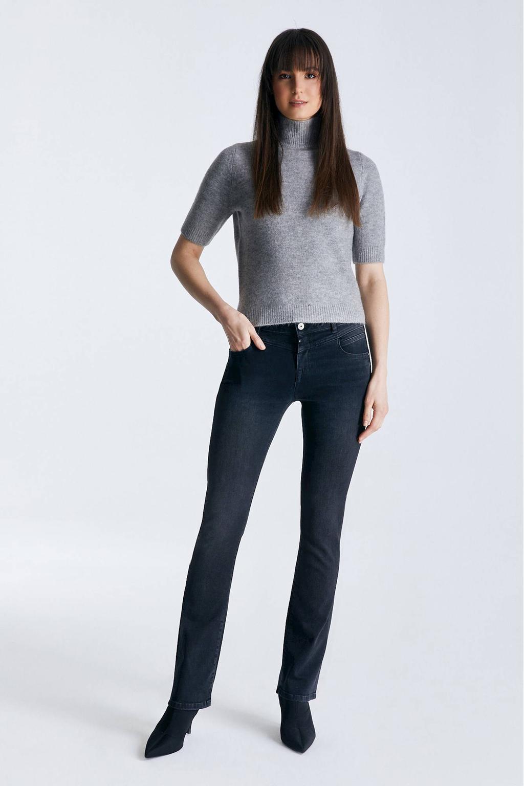 Black denim dames Cup of Joe Denim bootcut jeans Judith black met regular waist, rits- en knoopsluiting en effen