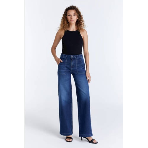 Cup of Joe Denim wide leg jeans Lulu dark blue denim afbeelding