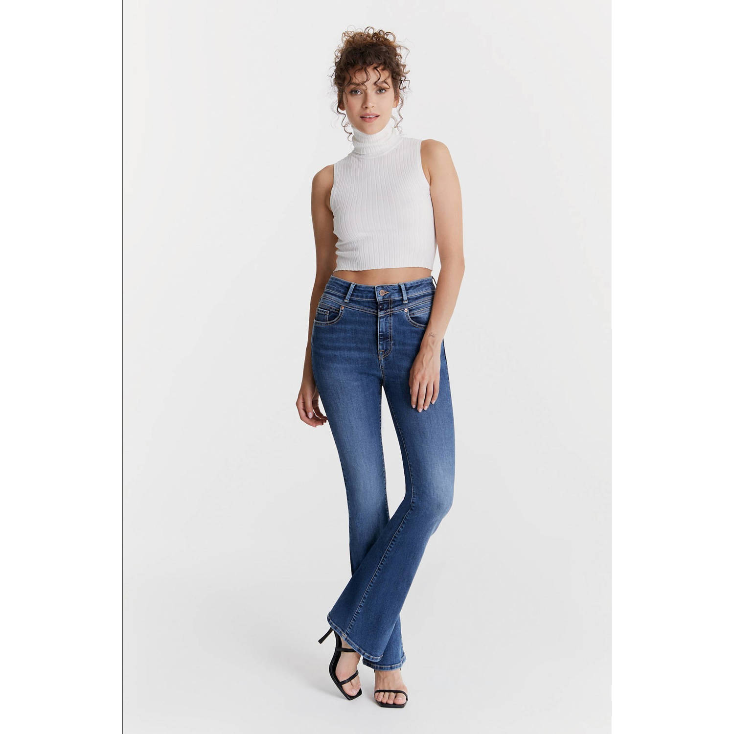 Cup of Joe Denim high waist flared jeans sapphire medium blue denim