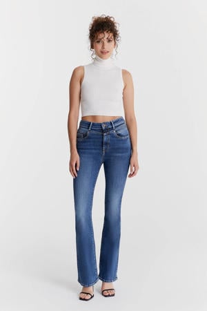 high waist flared jeans sapphire medium blue denim