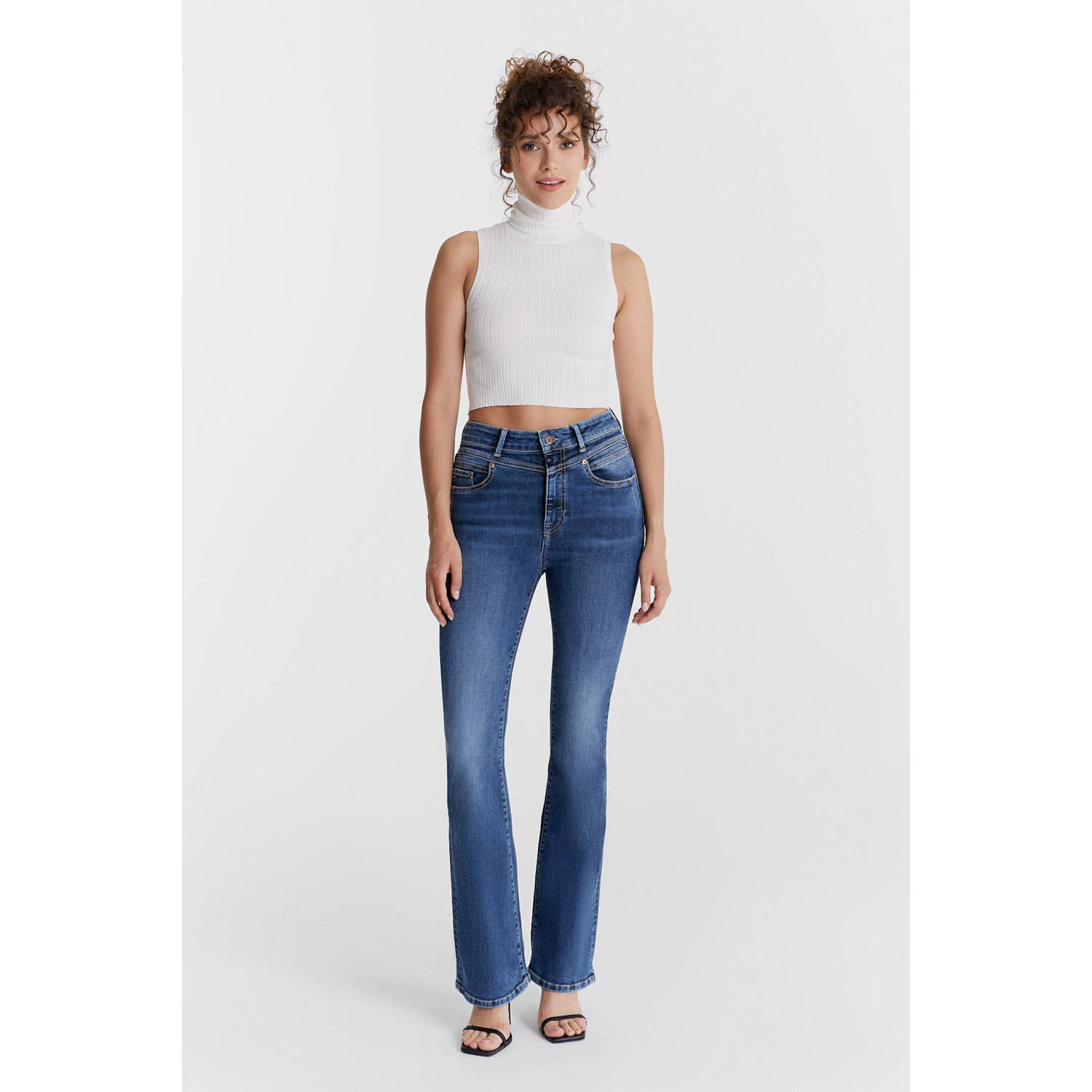 Cup of Joe Denim high waist flared jeans sapphire medium blue denim