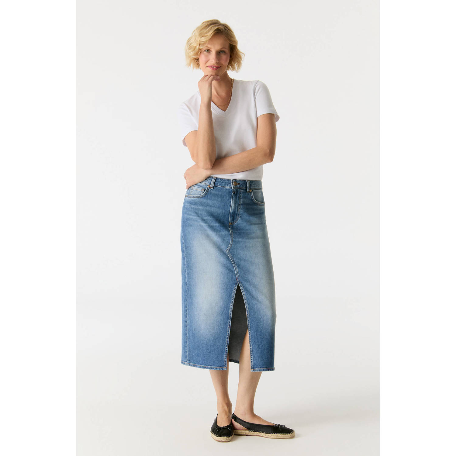 Cup of Joe Denim spijkerrok Evelyn light blue denim