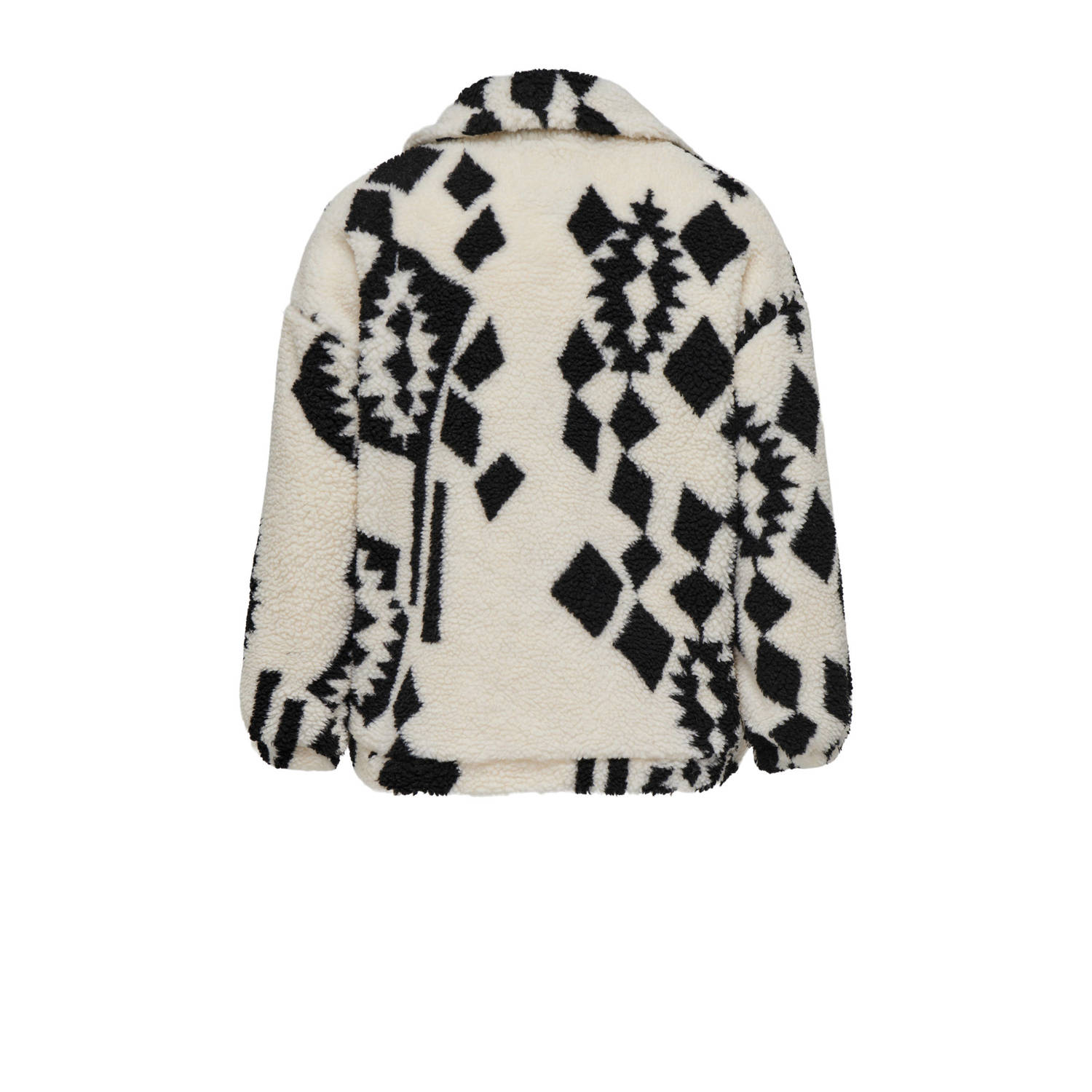ONLY CARMAKOMA teddy jas CARPOP met all over print ecru zwart