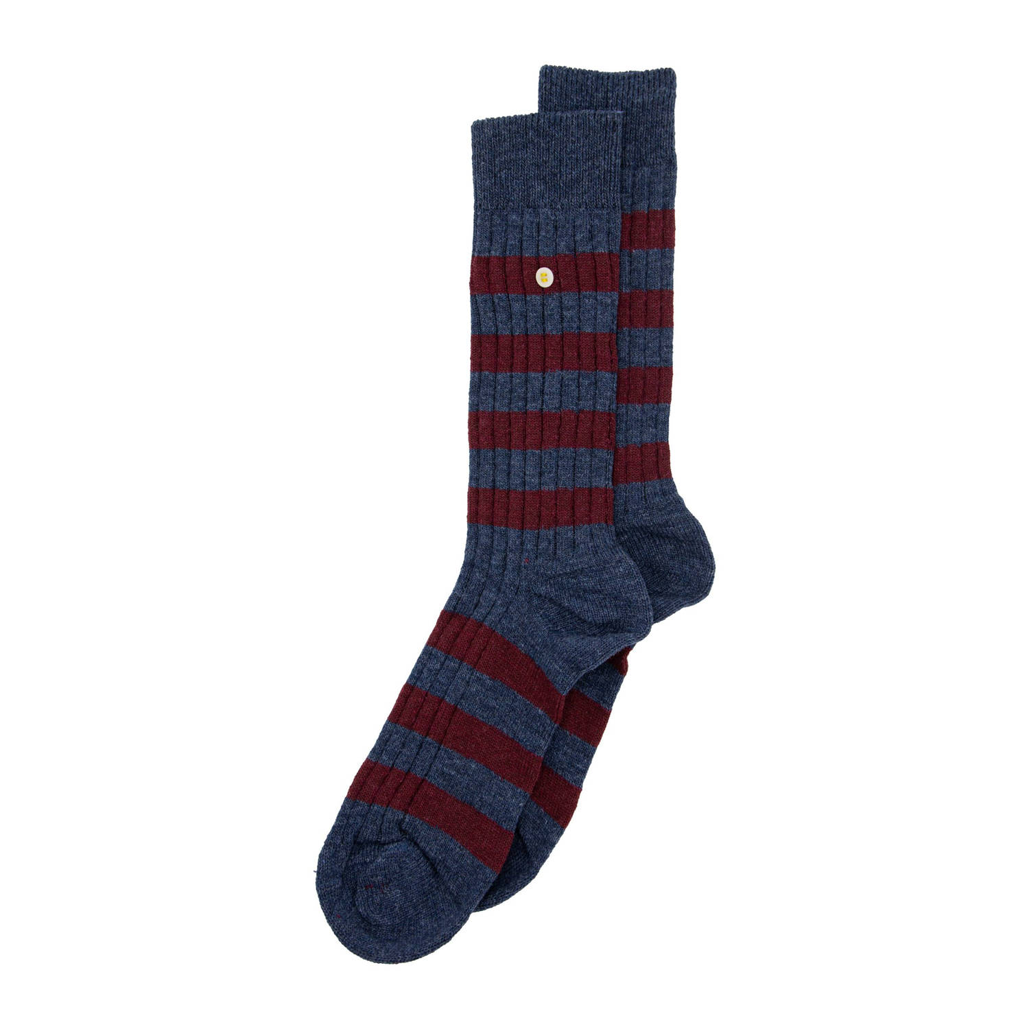Alfredo Gonzales sokken Merino Cosy Stripes donkerblauw donkerrood