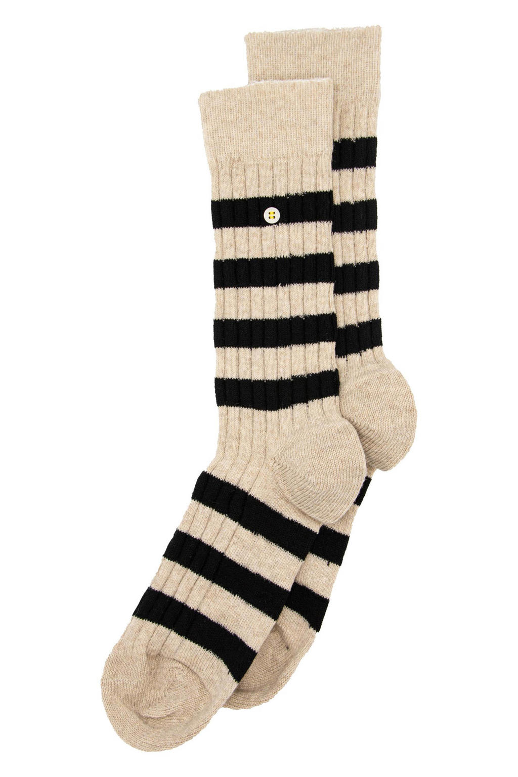 Alfredo Gonzales sokken Merino Cosy stripes beige/zwart