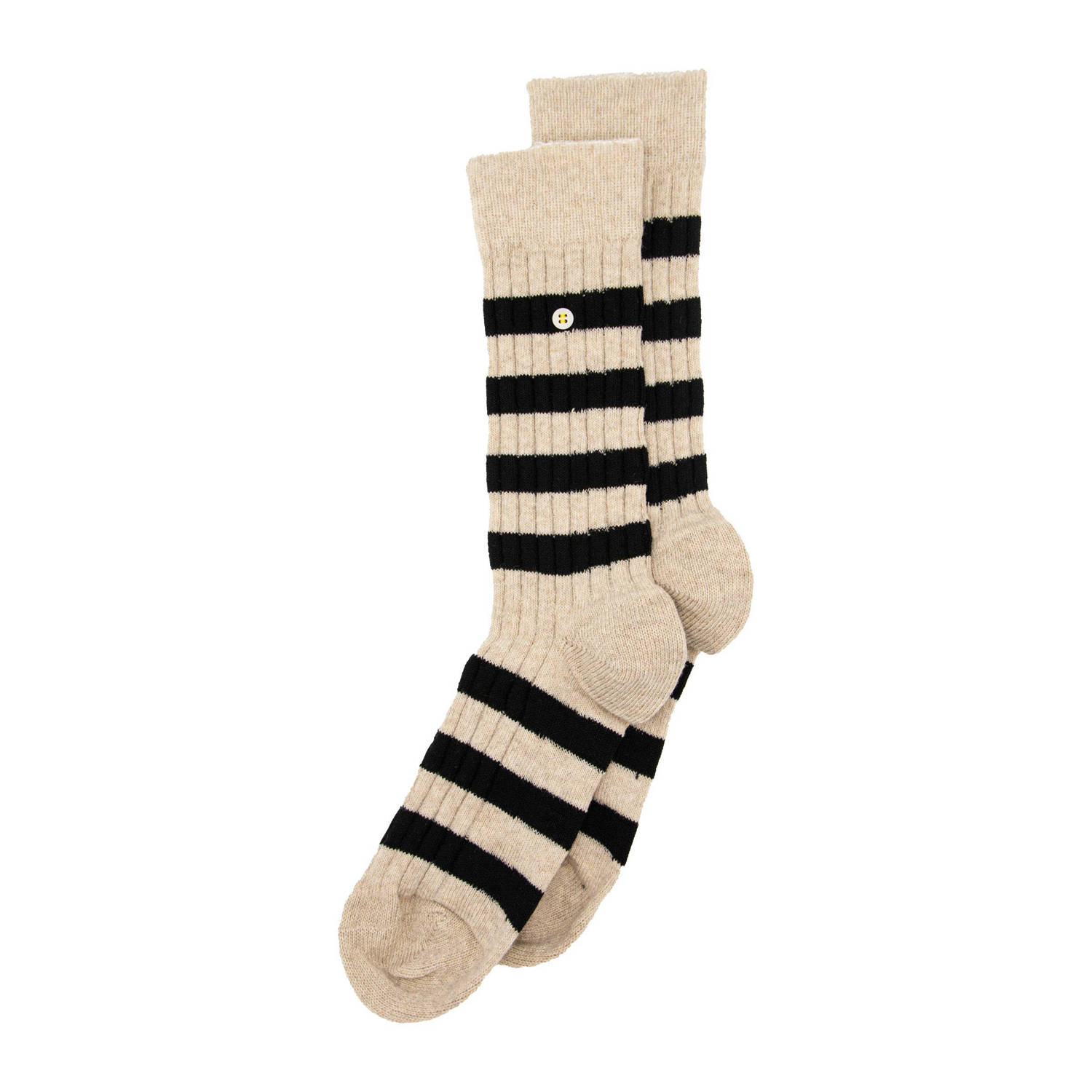 ALFREDO GONZALES Heren Sokken Merino Cosy Rib Stripes Beige