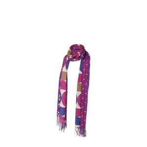 sjaal met all-over print roze/paars