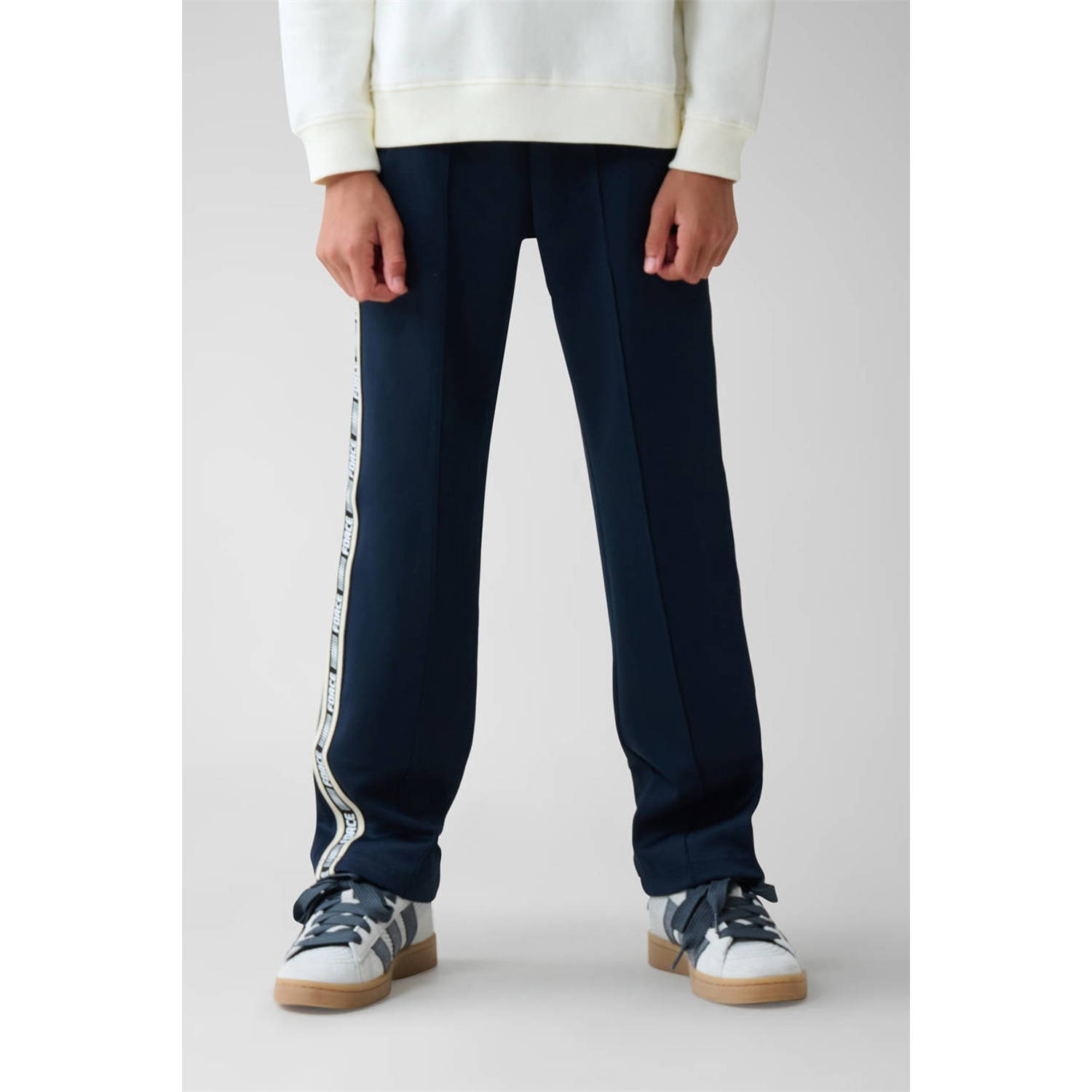 Shoeby joggingbroek donkerblauw wit