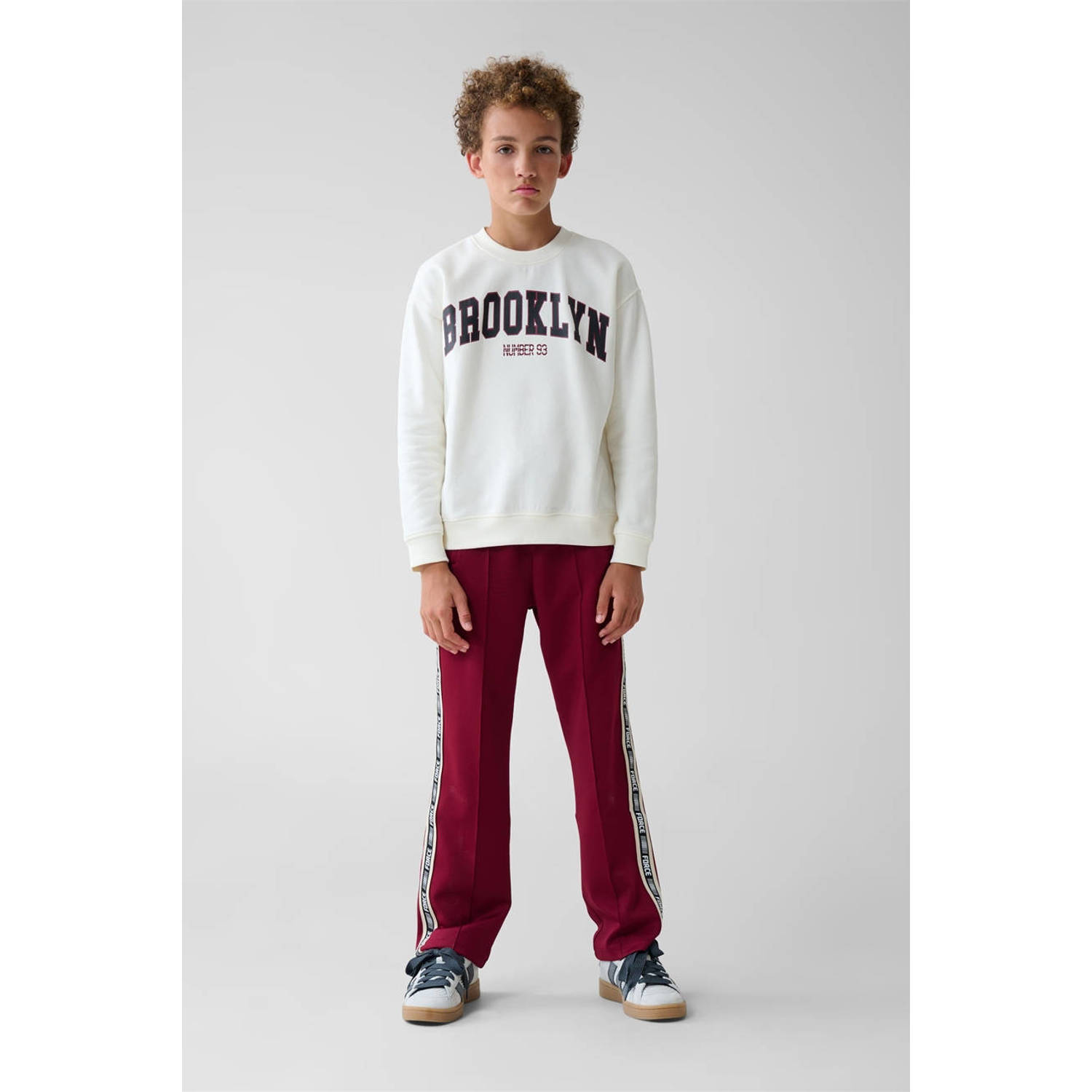 Shoeby joggingbroek donkerrood zwart wit