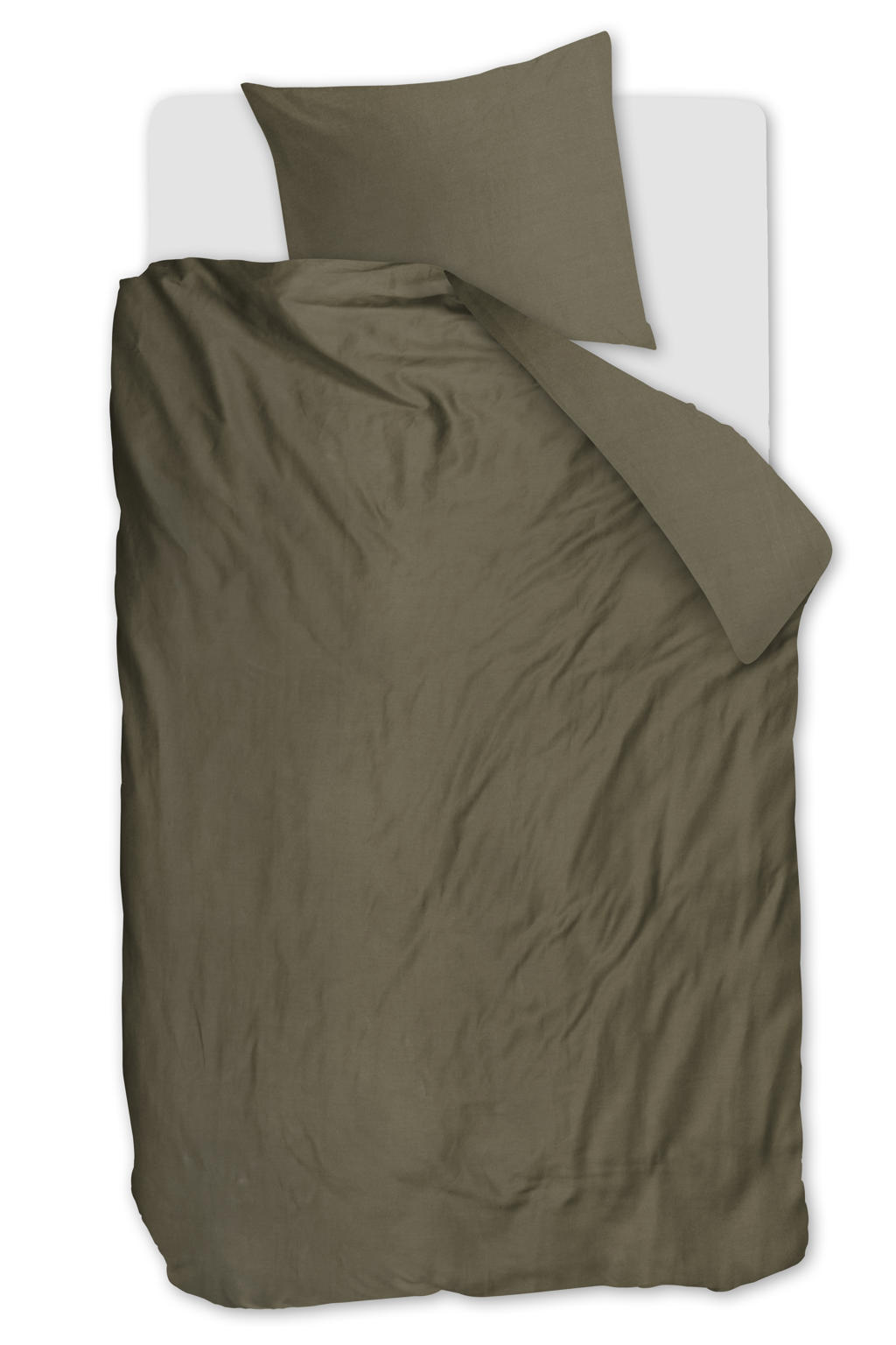 Studio LIVIT lyocell satijn dekbedovertrek 1-persoons olijfgroen (140x220 cm)